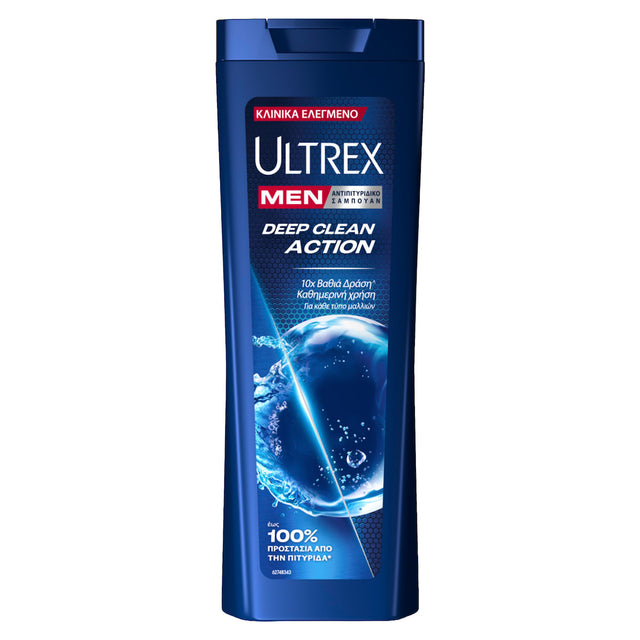 Ultrex Σαμπουάν 360ml Men Deep Clean Action Αντιπιτυριδικό για Κανονικά Μαλλιά