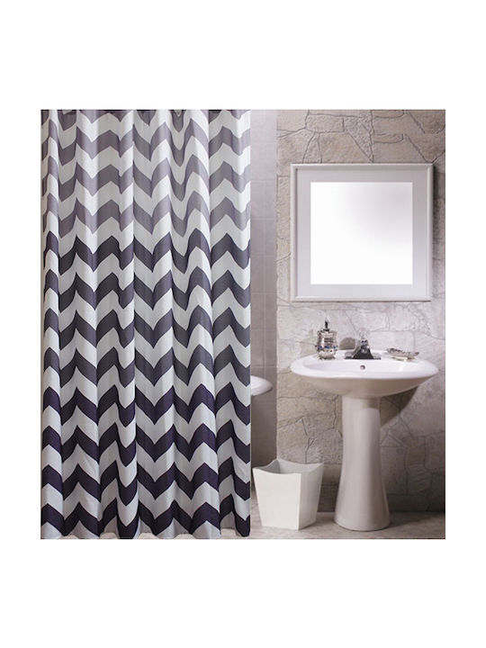 Κουρτίνα Μπάνιου Υφασμάτινη Zig-Zag 240x180cm