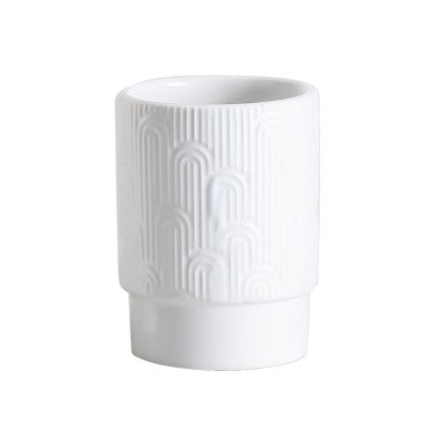 Ποτηροθήκη Αξεσουάρ Μπάνιου Classic σε χρώμα λευκό ανάγλυφο