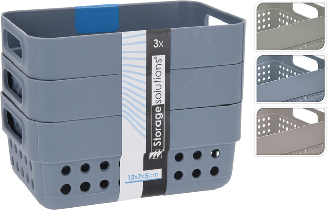 Σετ 3/τεμ Καλάθι Αποθήκευσης Πλαστικό 11.5x7.5xh9cm σε 3 Χρώματα