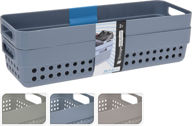 Σετ 2/τεμ Καλάθι Αποθήκευσης Πλαστικό 23x7.5xh7cm σε 3 Χρώματα