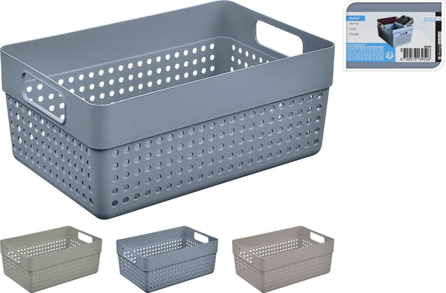 Καλάθι Αποθήκευσης Πλαστικό 23.5x15.5xh10cm σε 3 Χρώματα