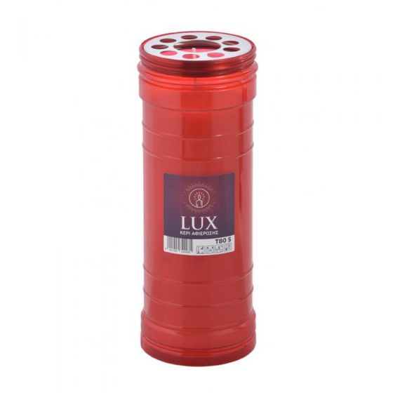 Κερί Αφιέρωσης 80Τ/Max 8 Ημερών 8.5x8.5x21εκ. Κόκκινο LUX Candil