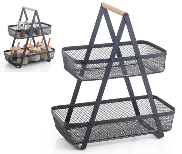 Ραφιέρα Τακτοποίησης Μεταλλική Διώροφη Χρώμα Μαύρο 35x17x38cm Tns 03-950-4019