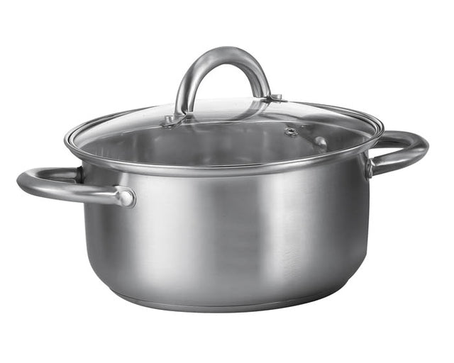 Κατσαρόλα Ανοξείδωτη με Πυρέξ Διάφανο Καπάκι και Μεταλλικές Λαβές 24x14,2cm No24 Tns 03-950-4066