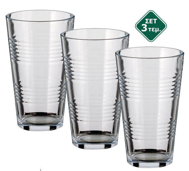Ποτήρι Νερού Γυάλινο 464ML Σετ 3/τεμ TnS 03-950-4114