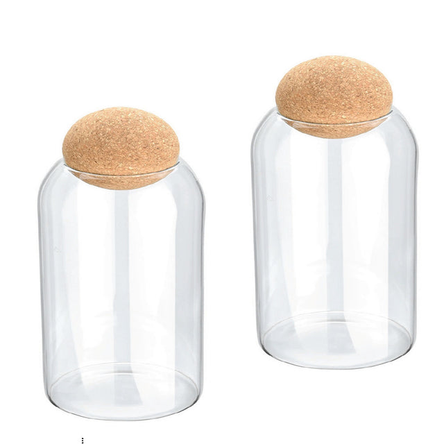 Δοχείο Αποθήκευσης Γυάλινο Διάφανο με Καπάκι Φελλό 9x15cm