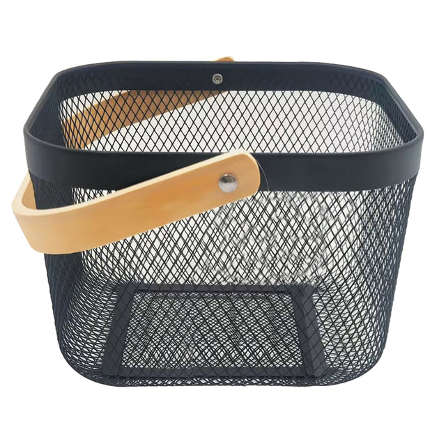 Καλάθι Μεταλλικό Με Χερούλια Αποθήκευσης Μαύρο 26x24x17.5cm TnS