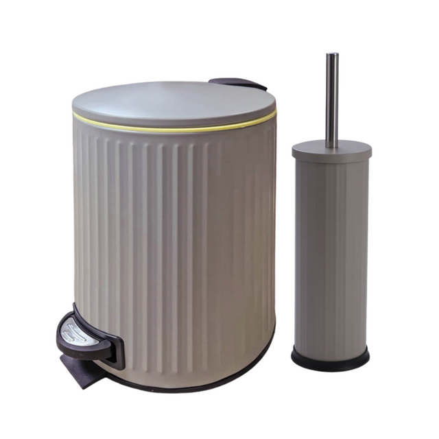 Σετ Πιγκάλ και Καλαθάκι Μπάνιου 5lit Μεταλλικό Γκρι Tns 04-950-1285