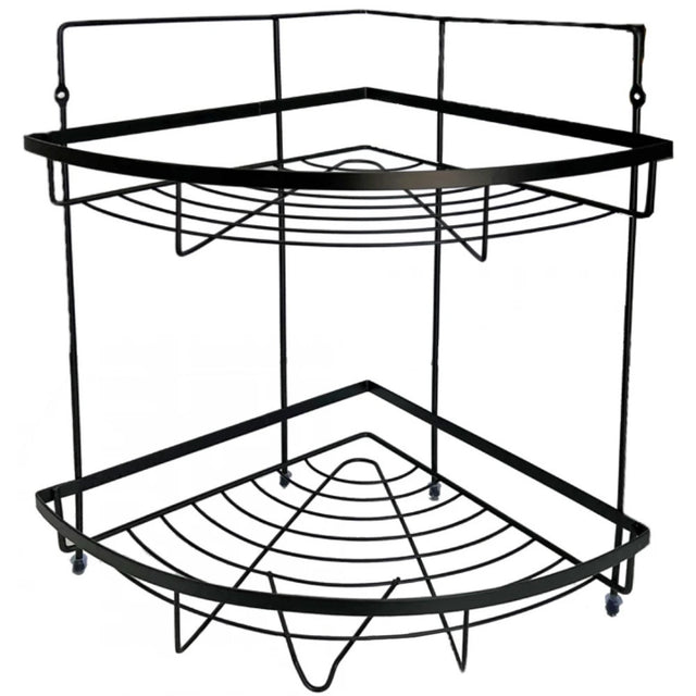 Γωνιακή Επιτοίχια Ραφιέρα Μπάνιου Μεταλλική με 2 Ράφια Μαύρο 23x23x38 εκ. TnS 04-950-1301