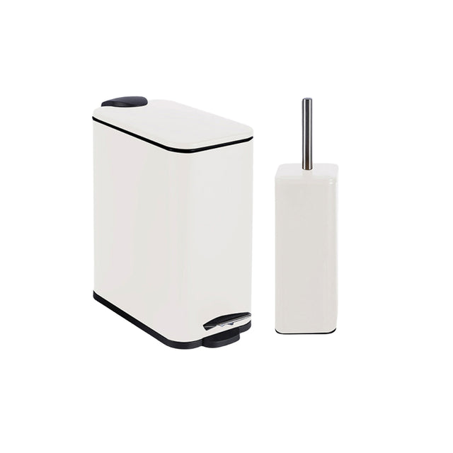 Σετ Πιγκάλ και Πεντάλ 5L Μεταλλικό Άσπρο 25x14x28cm