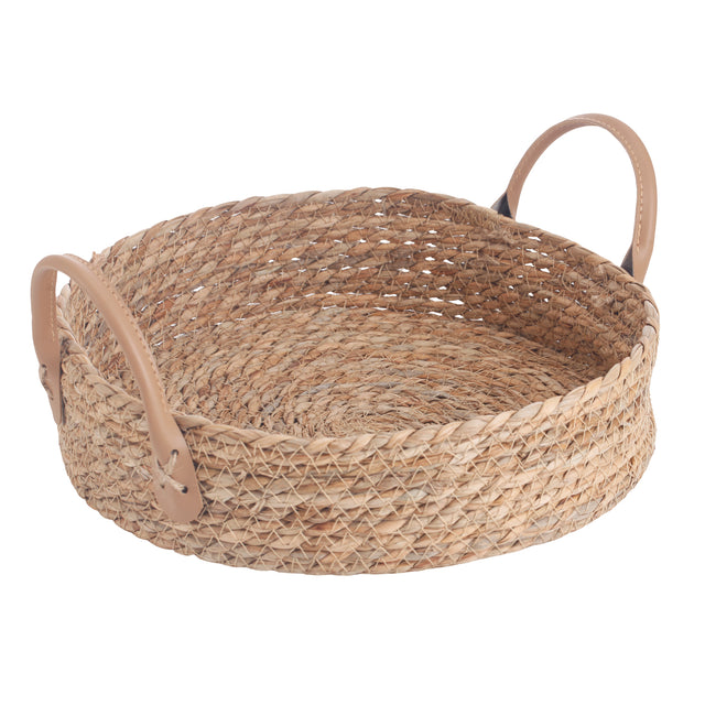 Καλάθι Ψάθινο με Χερούλια Large 34x10cm Tns