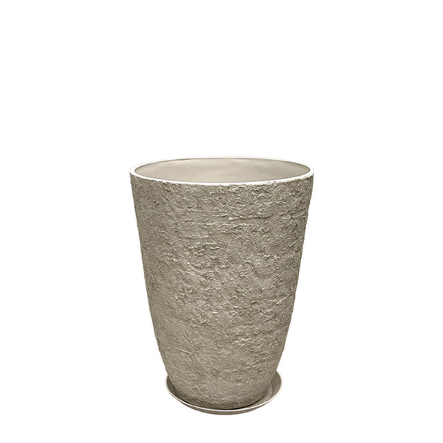 Stone Polyresin Κασπώ Με Πιάτο Μπεζ Παλαιωμένο Φίλντισι Μικρό - Φ35.5x49.5cm