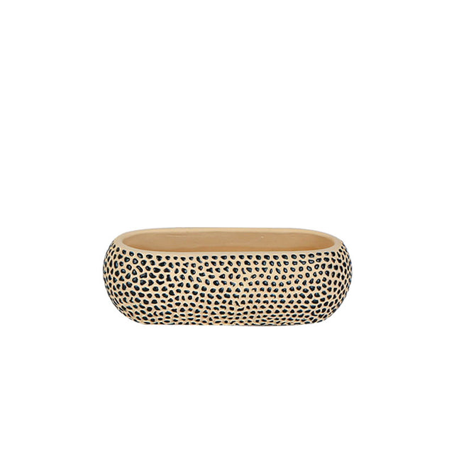 Κασπώ Τσιμεντένιο Ζαρτινιέρα Μπεζ-Μαύρο 22x11x7cm Marhome