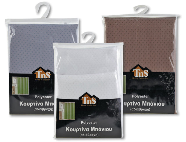 Κουρτίνα Μπάνιου Μονόχρωμη Υφασμάτινη 180x180cm σε 4 Χρώματα Tns