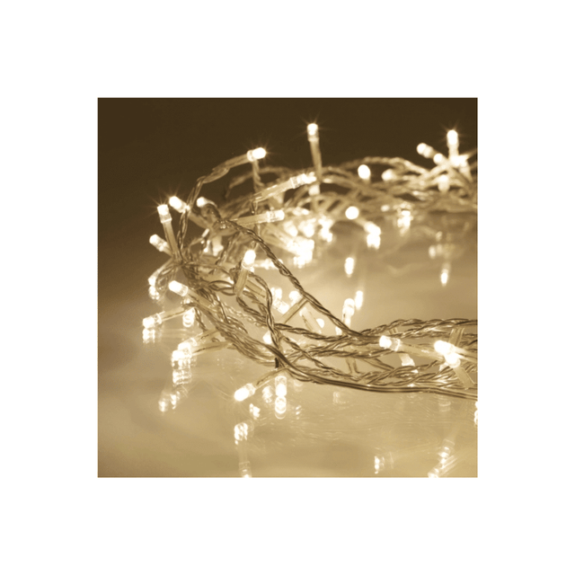 100 Led Χριστουγεννιάτικα Λαμπάκια Θερμό Λευκό Διάφανο Καλώδιο 8m με Πρόγραμμα Epam