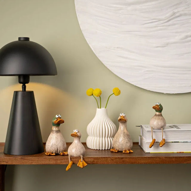 Πάπια Διακοσμητική Πήλινη Καφέ με Κρεμαστά Πόδια σε 2 Σχέδια 7x10x6cm