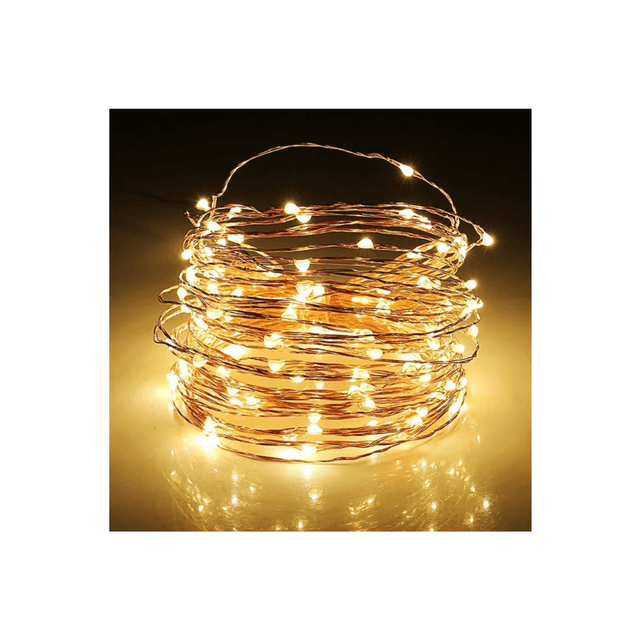100Led Χριστουγεννιάτικα Λαμπάκια Copper Θερμό Λευκό Φως Καλώδιο Σύρμα 10m Epam