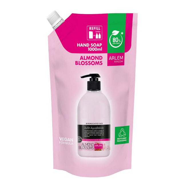 Farcom Arlem Κρεμοσάπουνο 1000ml Άνθη Άμυγδαλιας Doypack Aromatic Hand Soap