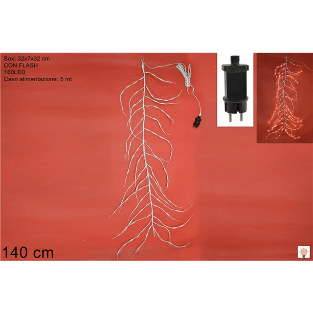 160Led(flash) Φωτιζόμενη Χριστουγεννιάτικη Γιρλάντα 140cm Θερμό Φώς Welkhome