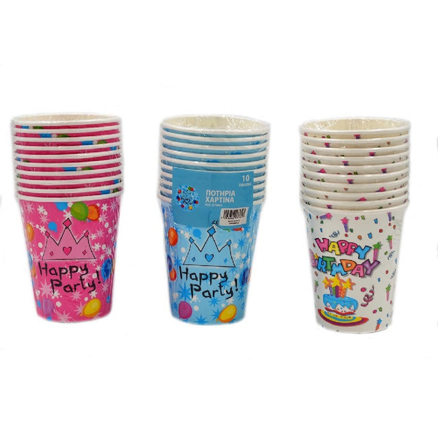 Ποτήρια Χάρτινα Party Σετ 10τμχ 250ml TnS 07-950-0100