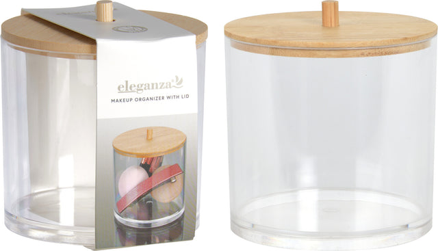 Δοχείο Οργάνωσης Μake up με καπάκι, από Ξύλο Μπαμπού 9.5x9.5cm