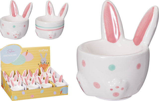 Αυγοθήκη Κεραμική Λευκή σε Σχήμα Λαγού 8cm