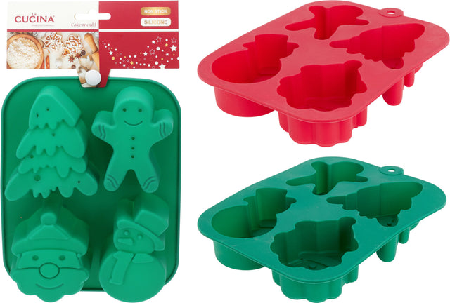 Χριστουγεννιάτικη Φόρμα Σιλικόνης Cupcake 4 Θέσεων 25x16cm