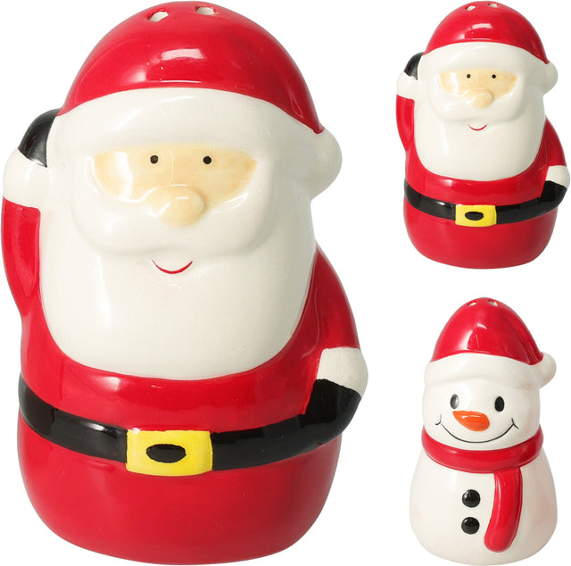 Χριστουγεννιάτικο Σετ Αλατοπίπερου 2/τεμ Κεραμικό Άγιος Βασίλης & Χιονάνθρωπος 5x10cm