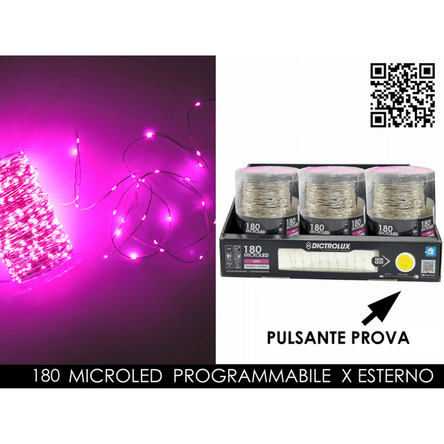 180Led Χριστουγεννιάτικα Φωτάκια Ρόζ Φώς Καλώδιο Σύρμα 13.5cm Vesti Casa