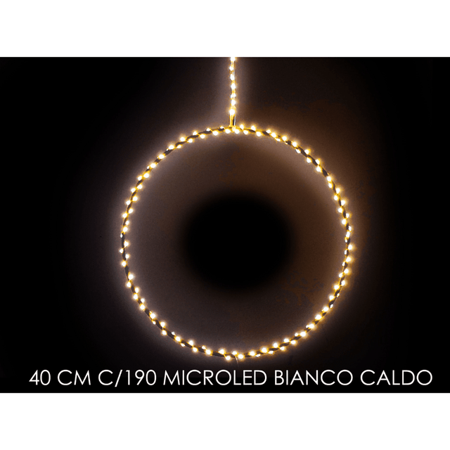 190Led Χριστουγεννιάτικο Φωτιζόμενο Κρεμαστό Σχήμα Κύκλος 40cm Θερμό Λευκό Φώς Vesti Casa