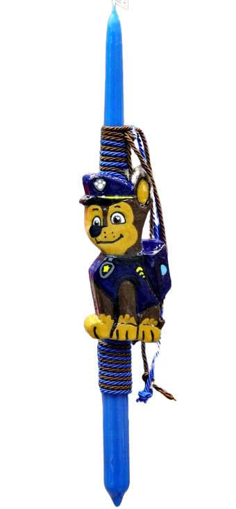 Λαμπάδα Πασχαλινή (Gerakis) Σκυλάκι Μπλε Πλακέτα σε λαμπάδα 36cm 001640-F