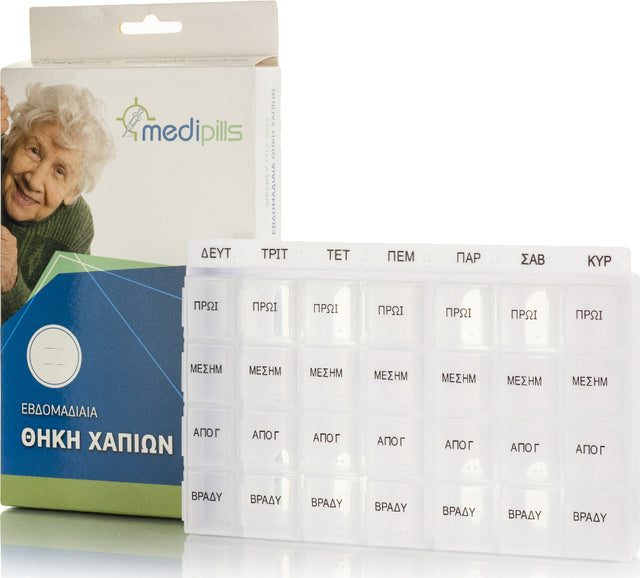Medipills Εβδομαδιαία Θήκη Χαπιών με 28 Θέσεις σε Διάφανο χρώμα