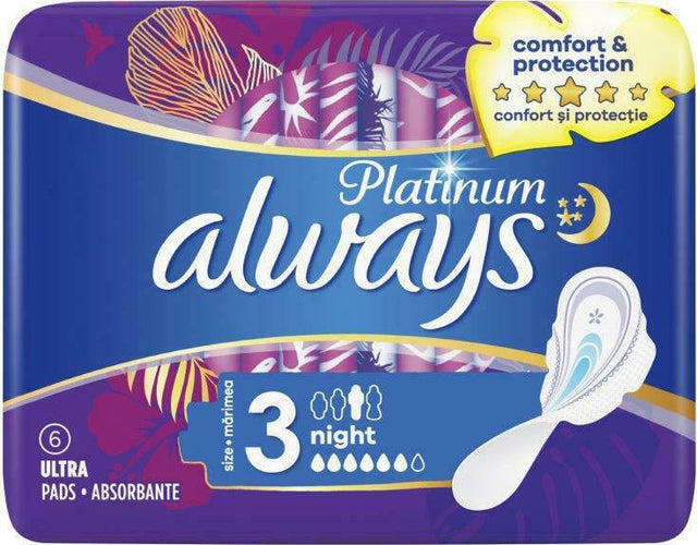 Always Platinum Night 6τμχ Σερβιέτες με Φτερά Μέγεθος 3