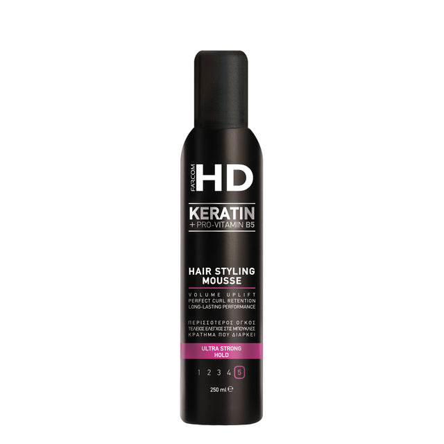 Mousse Farcom HD 250ml Keratin Hair Styling (Αφρός) Μαλλιών Νο5 Ultra Strong Hold