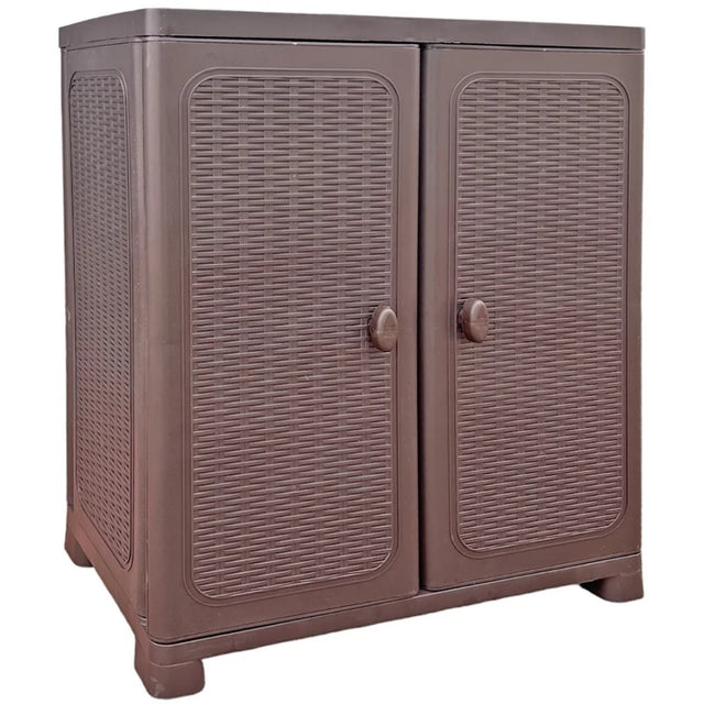 Ντουλάπα Πλαστική Δίφυλλη με 2 Ράφια Καφέ 70x44x91εκ. TnS 33-800-0055