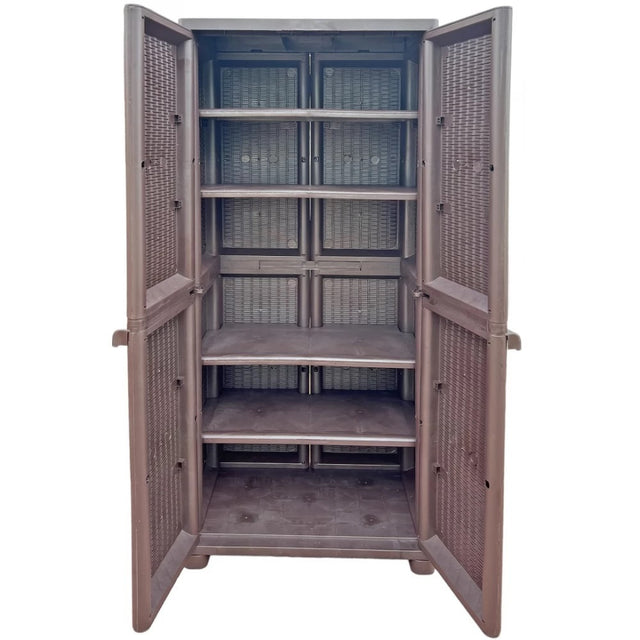 Ντουλάπα Πλαστική Δίφυλλη με 4 Ράφια Καφέ 70x44x173εκ. TnS 33-800-0057