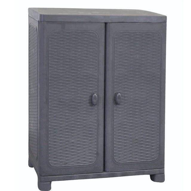 Ντουλάπα Πλαστική Δίφυλλη με 2 Ράφια Γκρι 70x44x91εκ. TnS 33-800-0058