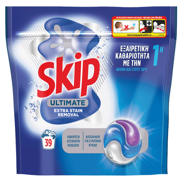 Skip Ultimate Active Clean Απορρυπαντικό Κάψουλες 39τεμ Πλυντηρίου Ρούχων