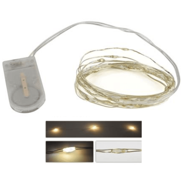 20Led Χριστουγεννιάτικα Λαμπάκια Μπαταρίας Θερμό Λευκό Φώς Καλώδιο Σύρμα 2.17m με Πρόγραμμα Welkhome