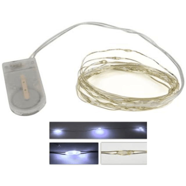 20Led Χριστουγεννιάτικα Φωτάκια Μπαταρίας Ψυχρό Λευκό Φώς Καλώδιο Σύρμα 2.17m με Πρόγραμμα Welkhome