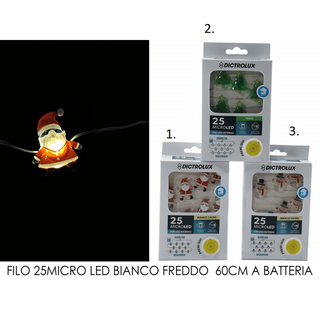 25Led Χριστουγεννιάτικα Φωτάκια Μπαταρίας Με Σχέδια Λευκό Φώς Διάφανο Καλώδιο 60cm Vesti Casa