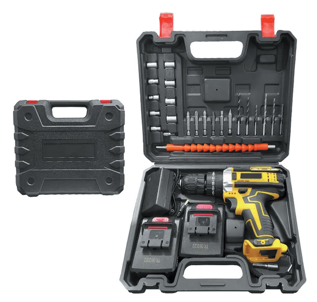 Κρουστικό Δραπανοκατσάβιδο Επαναφορτιζόμενο με βαλιτσάκι μεταφοράς και 2 μπαταρίες 12v κίτρινο 19x5x17cm 31-950-0088