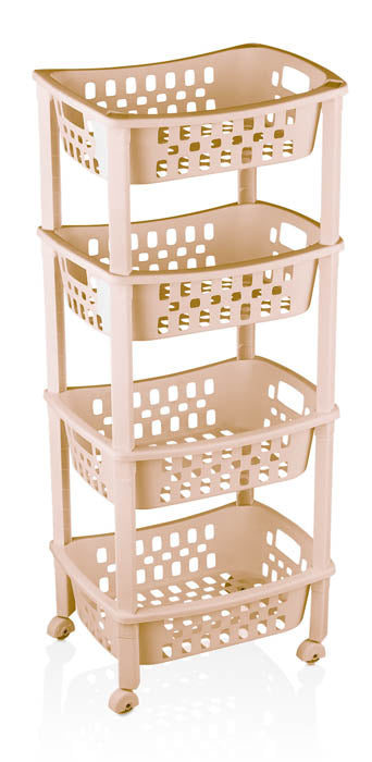 Ραφιέρα-Τρόλει Πλαστική Μακρόστενη Μπέζ με Ρόδες 4 Ράφια Tns 32-800-2043