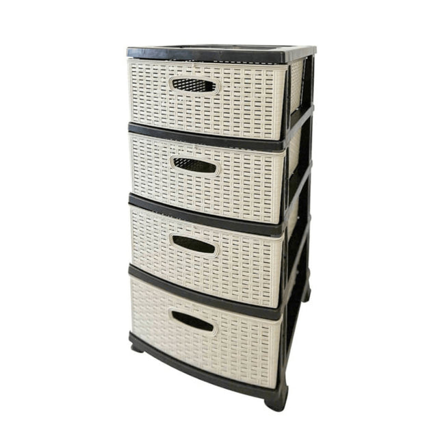 Συρταριέρα Πλαστική 4 θέσεων 38x47x92εκ. RATTAN Μπεζ TnS 32-800-2047