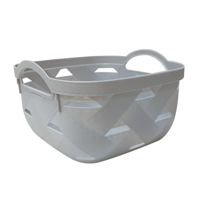 Καλάθι Αποθήκευσης Πλαστικό Με Χερούλια Τετράγωνο Ανοιχτό Γκρί 30x30x15,5cm