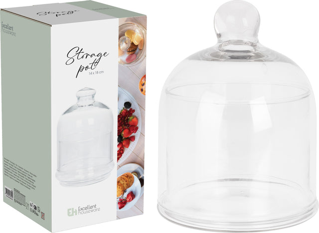 Γυάλινη Καμπάνα με Δοχείο Αποθήκευσης 14xh18cm