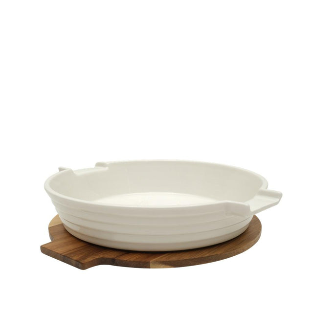 Πυρίμαχο Πορσελάνινο Με Καπάκι Ακακίας 33.3x30x6,3cm