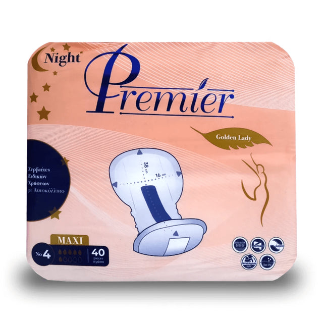 Σερβιέτες Ακράτειας 40τμχ No4 38x16cm Premier Golden Unisex Mediform