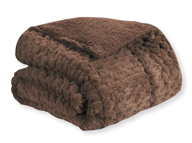 Κουβέρτα Γούνα Προβατάκι Διπλή 200x220cm Καφέ